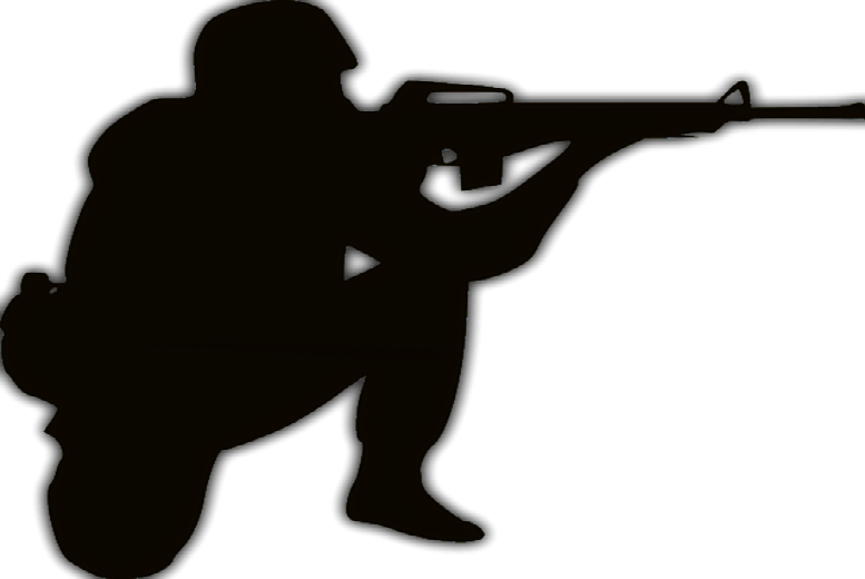 Sniper Clipart Crouch - Soldier Silhouette Embroidery Design (777x520)