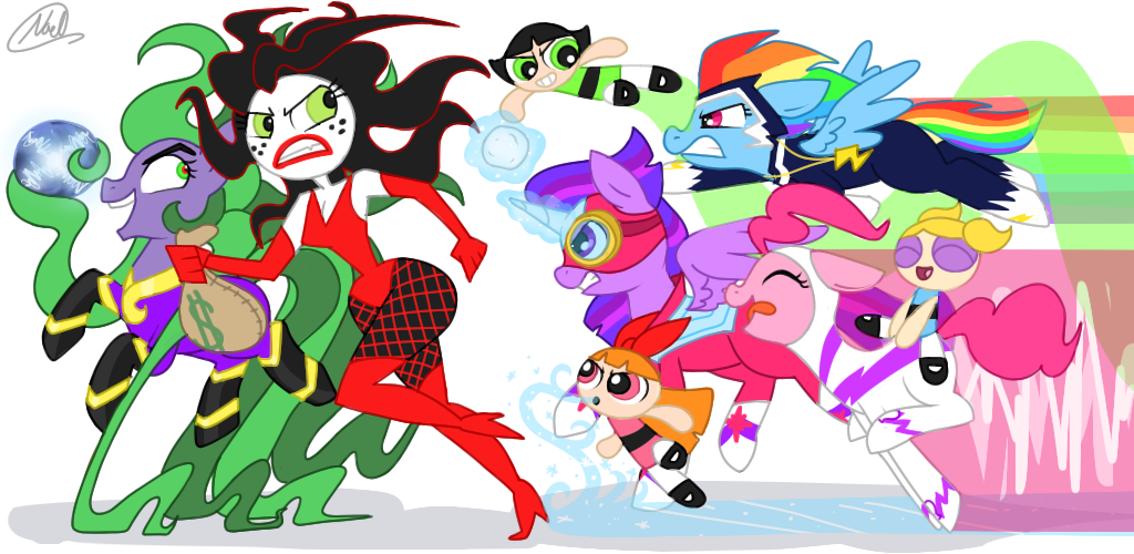 Power Puff Ponies By Staleelephantbones - Mlp Powerpuff Ponies (1024x500)