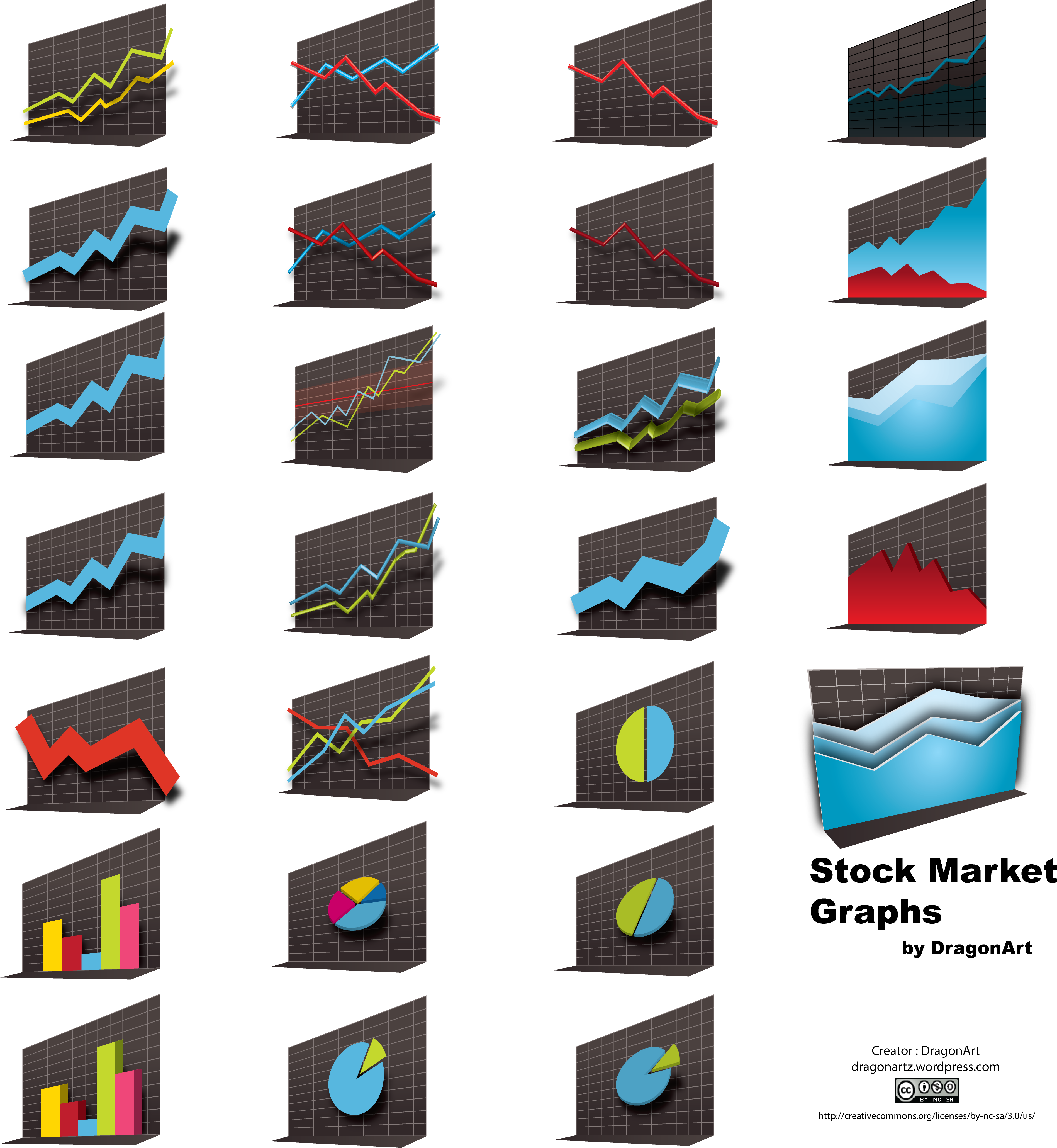 Vector Stock Market Graphs 3d By Dragonart - Stock Market Graph Vector (4167x4167)