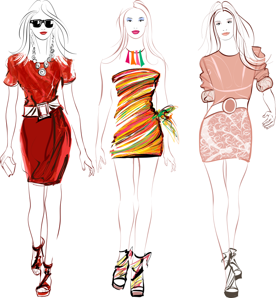 Fashion Show Clip Art - Defile De Mode Dessin (927x1000)
