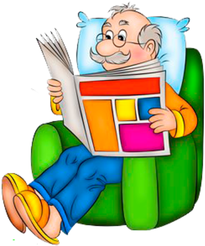 Old Men - Grandfather Reading News Paper Clipart (499x592)