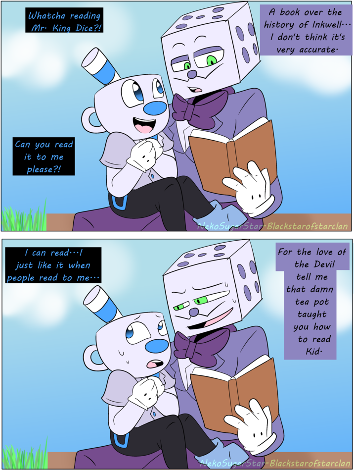 Reading With King Dice By Nekosugarstar - Cartoon (756x1057)