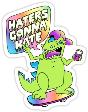 "haters Gonna Hate" Reptar Sticker - Rugrats Sticker Png (375x360)
