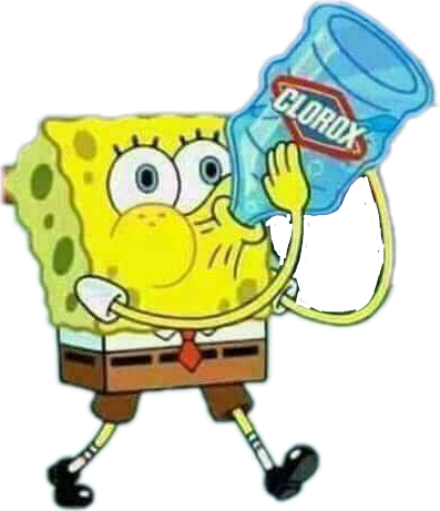 Spongebob Dying Clorox Cloroxbleach Aesthetic - Spongebob Drinking Bleach Meme (397x461)