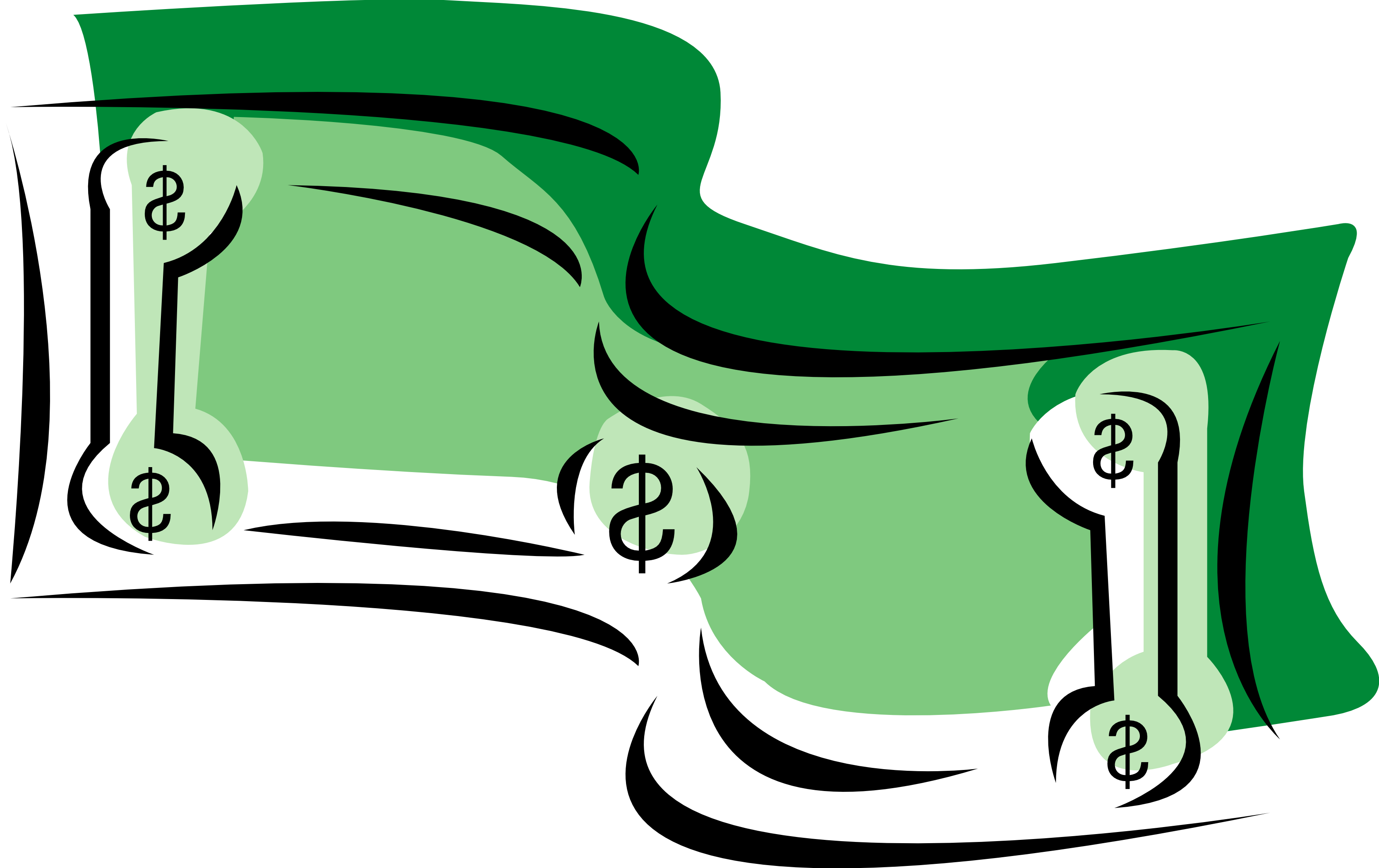 Money Clipart - Clip Art Dollar Bills (3333x2098)