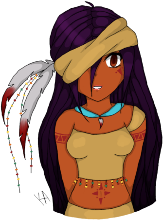 Native American Girl - Native American Cartoon Drawing (362x461)