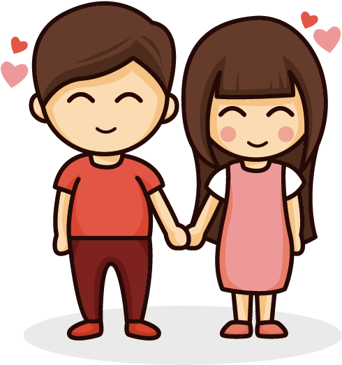 Drawing Couple - Cartoon Couple - Love Couple Cartoon Png (596x596)