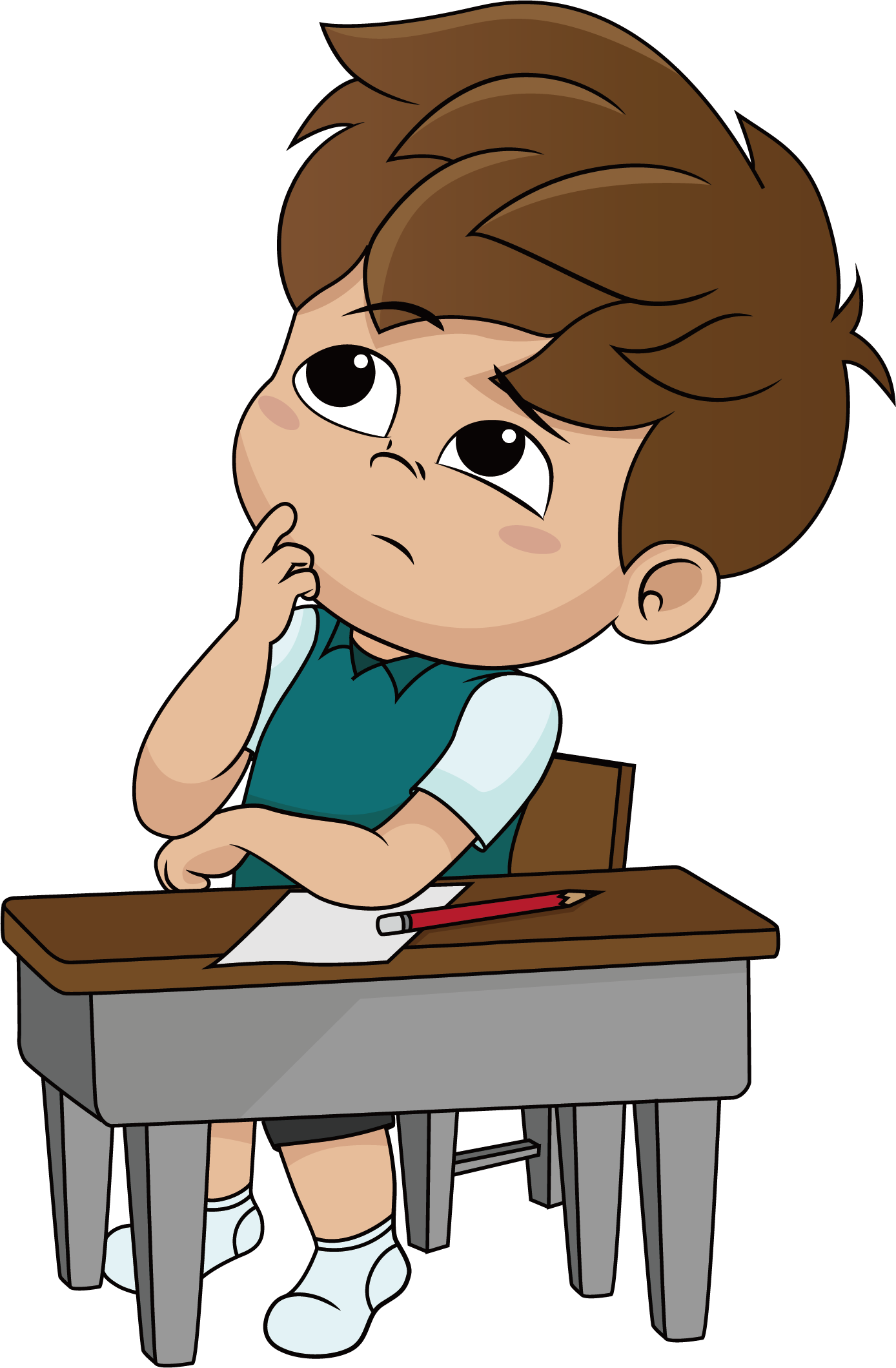 Think cartoon. Мальчик за партой. Ученик думает. Мальчик думает. Мальчик сидит за партой.