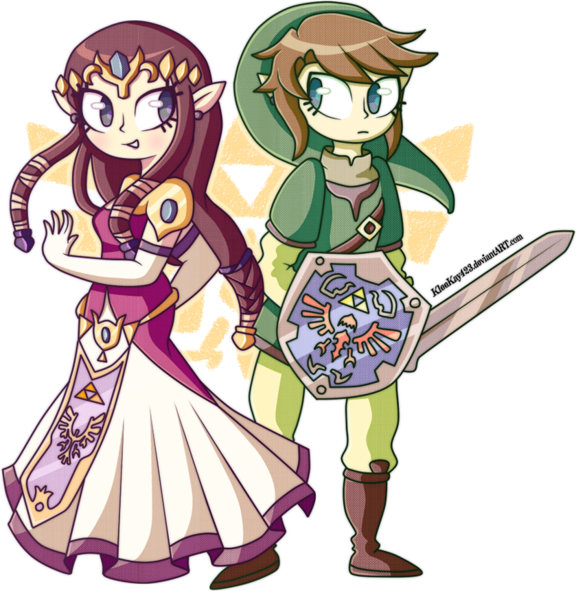 Omg It's Zelda And Zelda By Kleekay423 - Cartoon (883x905)