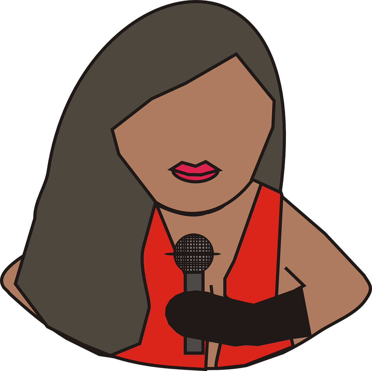 Face Woman Girl Mic Microphone Png Image - Illustration (1280x1277)