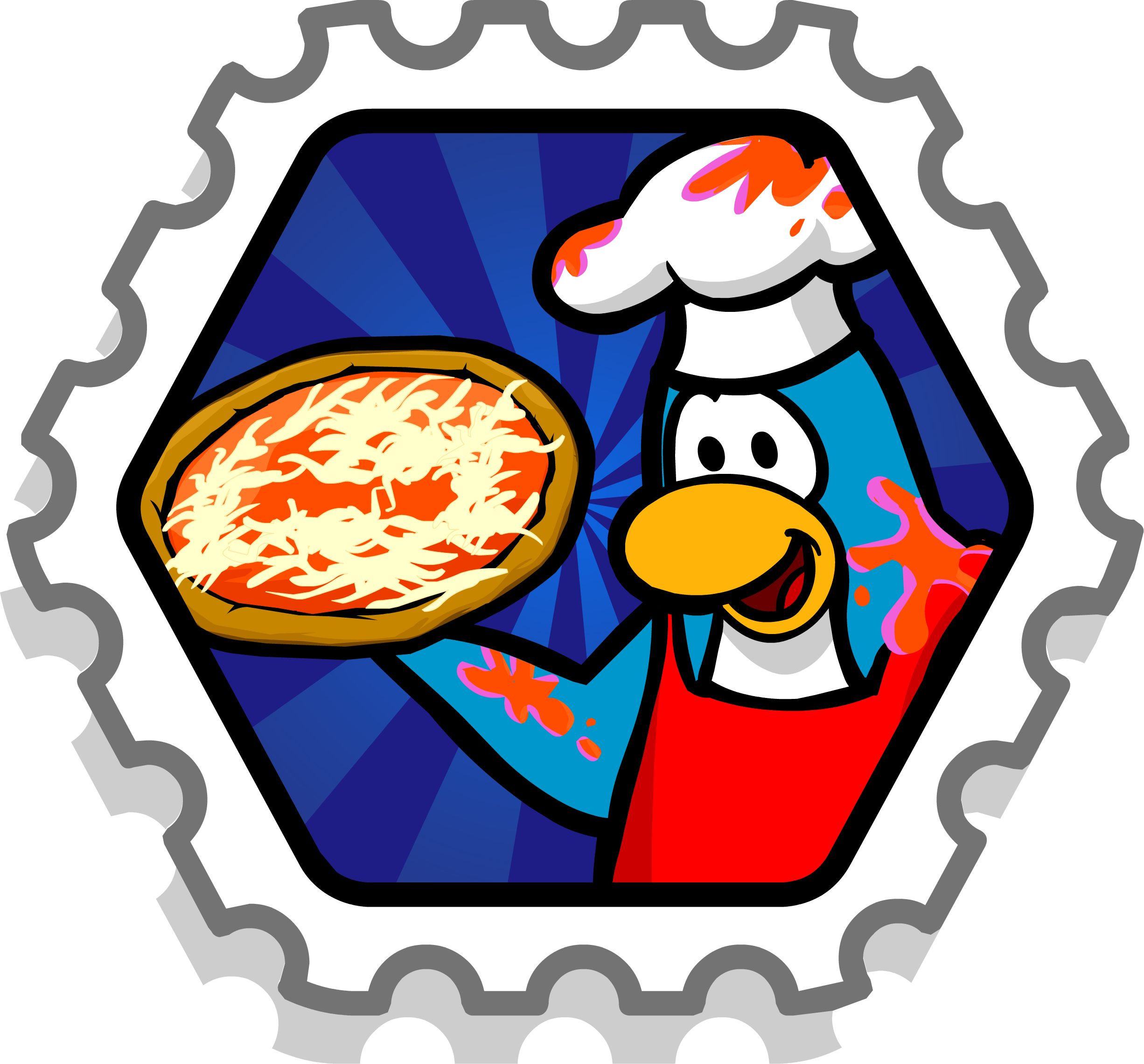 Pizza Chef Stamp - Club Penguin System Defender Stamps (2452x2279)