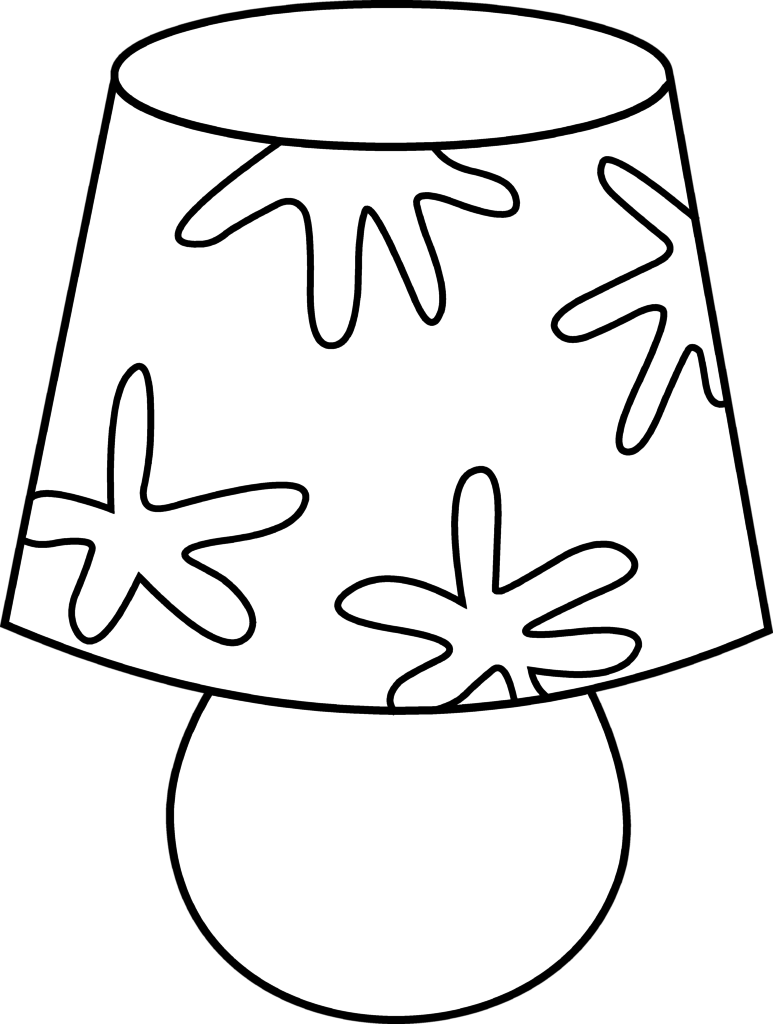 Lamp Black And White Clipart Clipartfox - Table Lamp Design Drawing (773x1024)