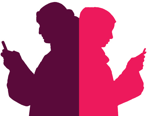 Spouses Husband And Wife On Mobile Phones Smartphones - Mobile Phone (620x443)