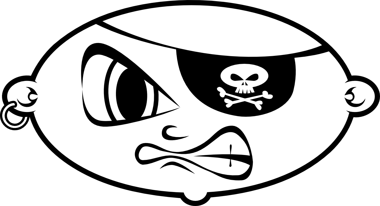 Pirate Flag Clipart Black And White - Black And White Pirate (1331x723)