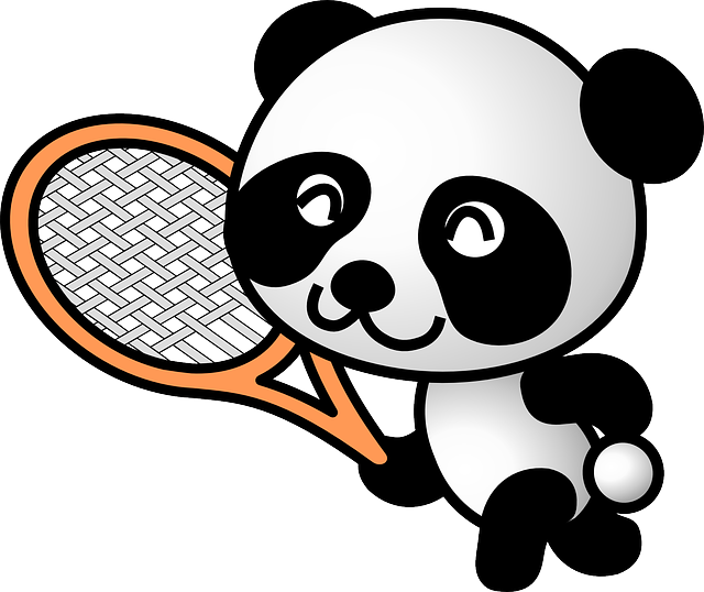 Sportive, Animal, Sports, Tennis, Racquet - Panda Tennis Player Shower Curtain (640x538)
