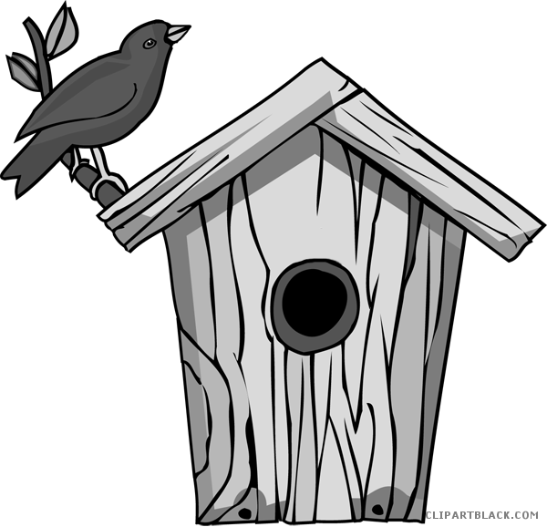 Bird House Animal Free Black White Clipart Images Clipartblack - Clip Art (600x578)