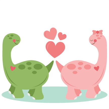 Dinosaurs In Love Svg Scrapbook Cut File Cute Clipart - Valentines Dinosaur Clip Art (432x432)