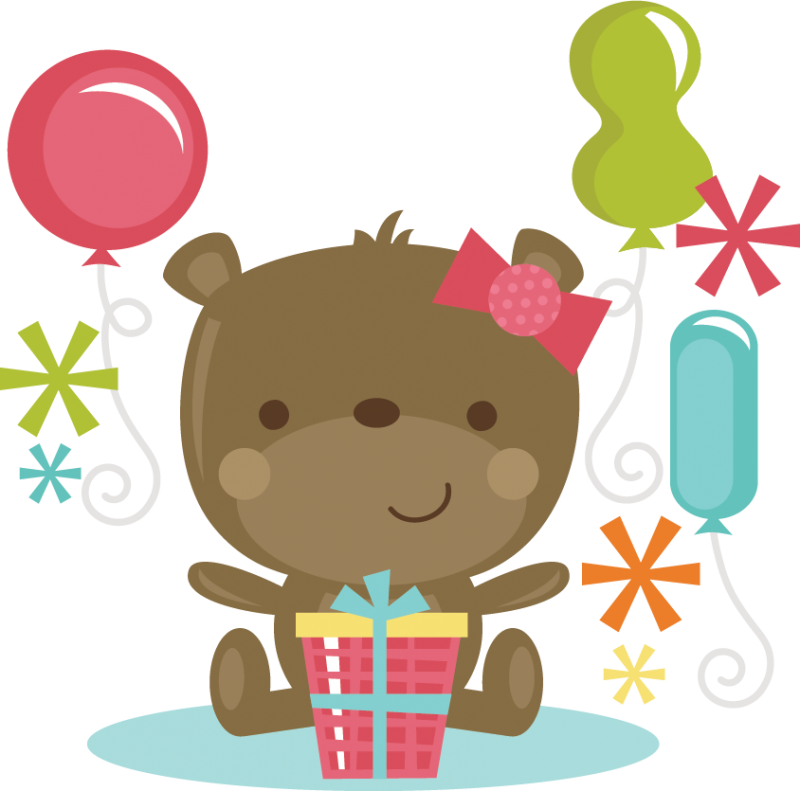 Birthday Bear Girl Svg Cut Files For Scrapbooking Birthday - Birthday Cute Clipart Png (800x791)
