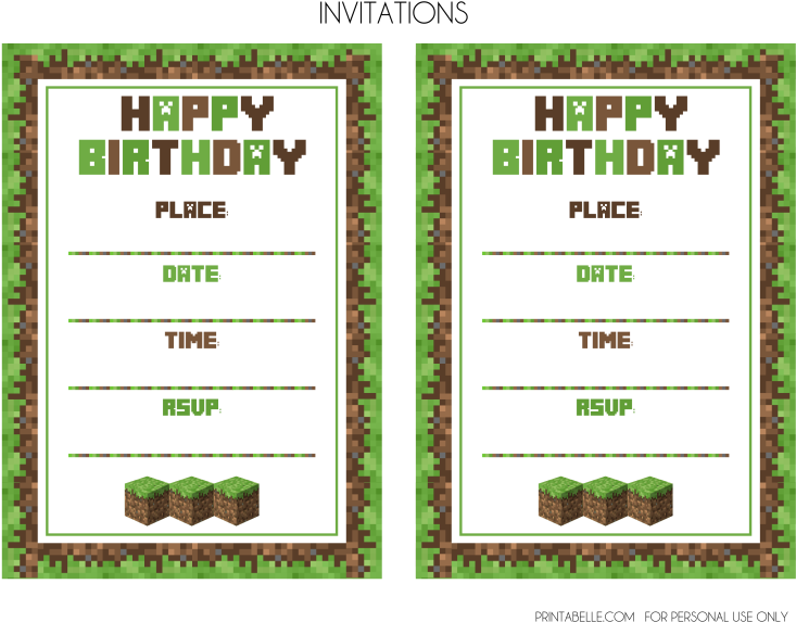 Download The Minecraft Free Party Printables Here - Minecraft Birthday Invitations (776x600)