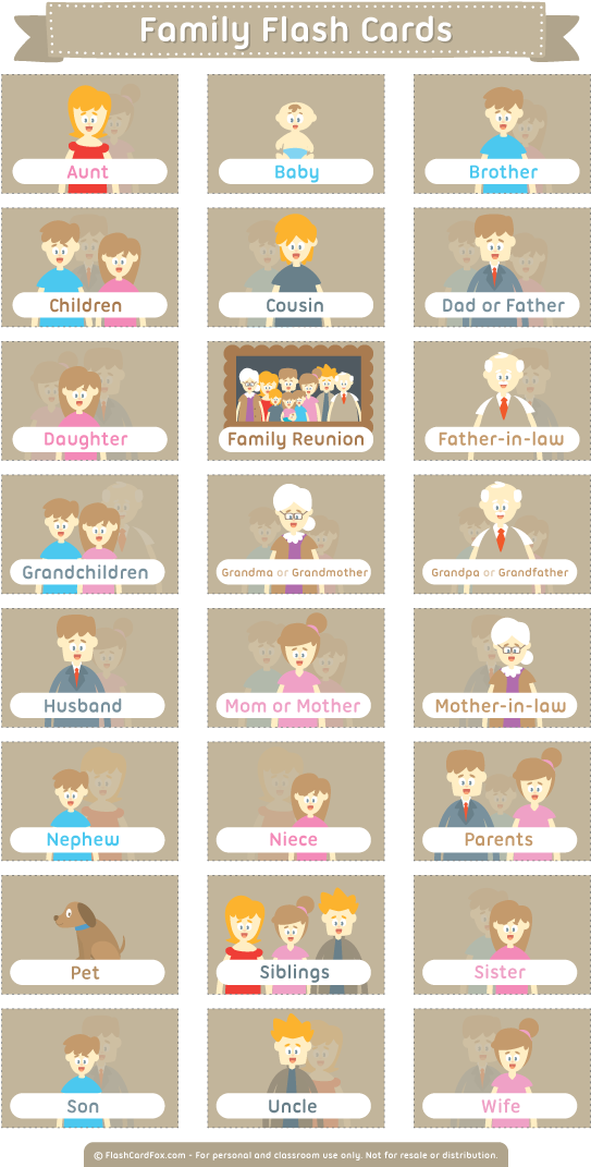 Free Printable Family Flash Cards - English Lessons Flash Cards (600x1079)