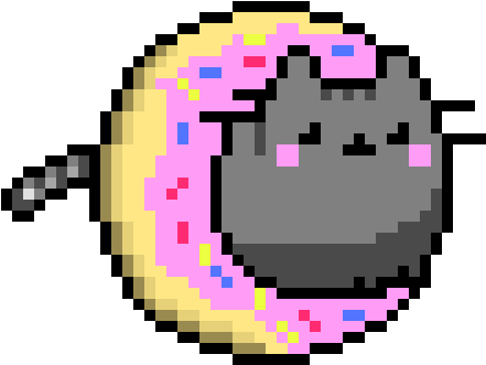 Pusheen In A Donut - Pusheen In Donut (490x380)