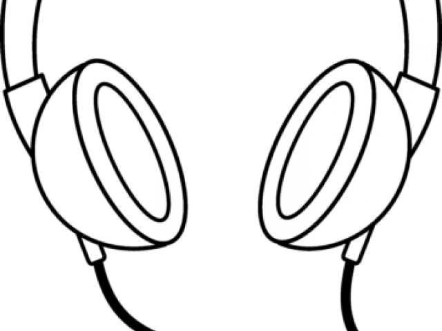 Headphone Clipart Coloring Page - Headphones Black And White Clip Art (640x480)