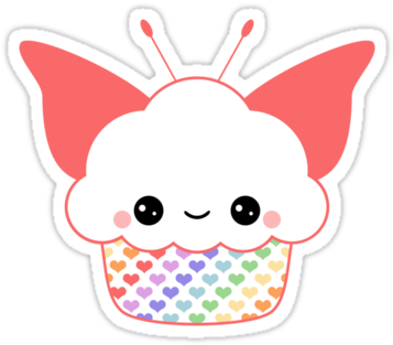 Super Kawaii Rainbow Heart Fairy Cake Stickers - Dibujos Super Kawaii (375x360)