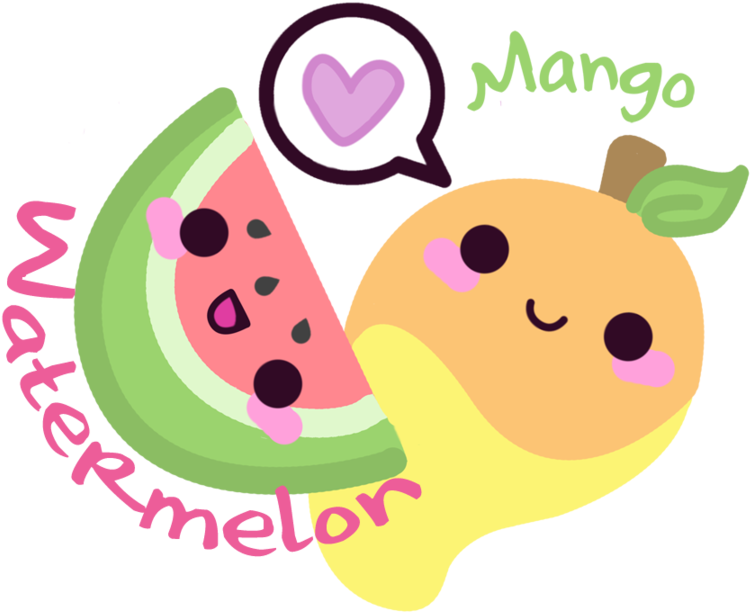 Watermelon Clipart Kawaii - Kawaii Watermelon And Mango (900x900)