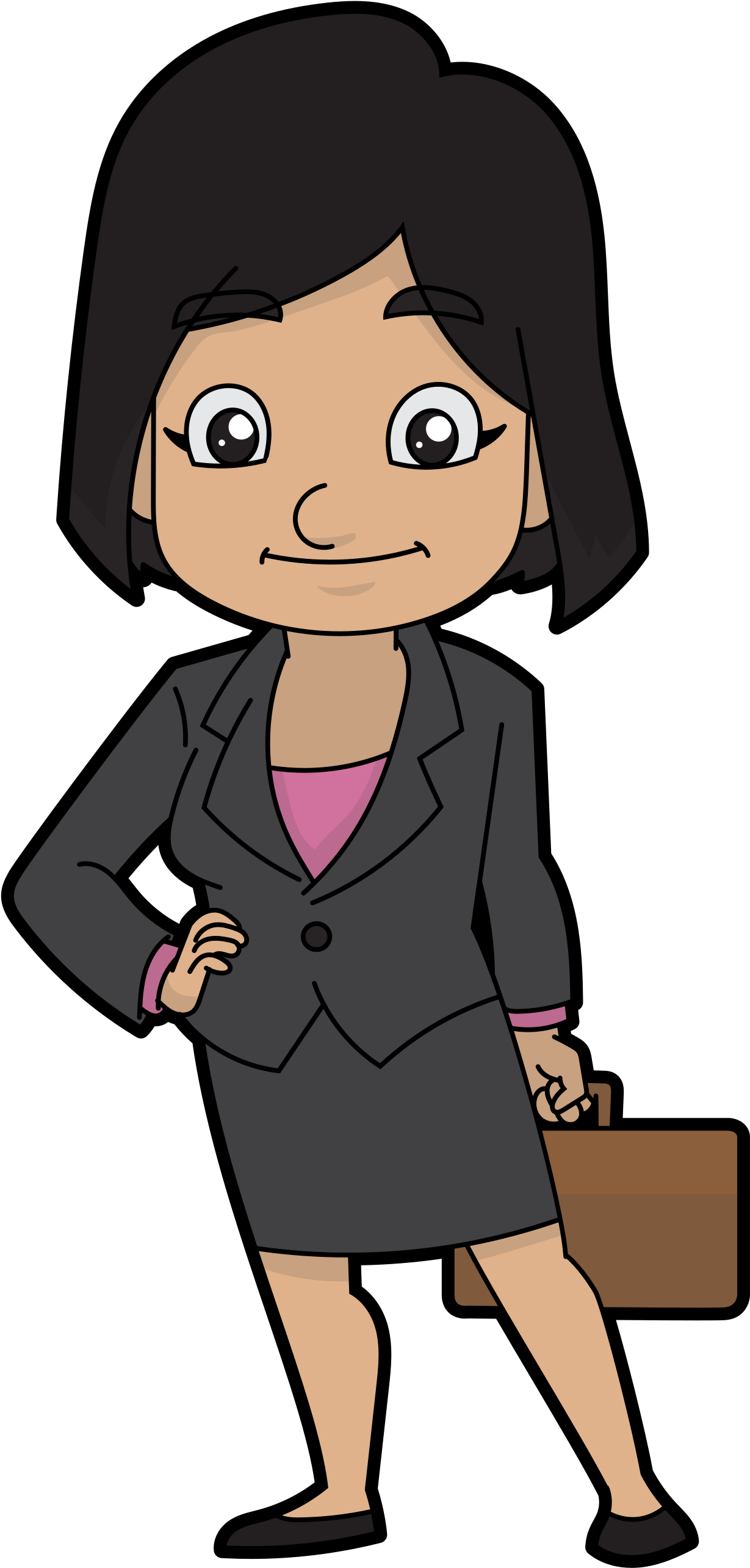 Open - Businesswoman Cartoon (2000x2725)