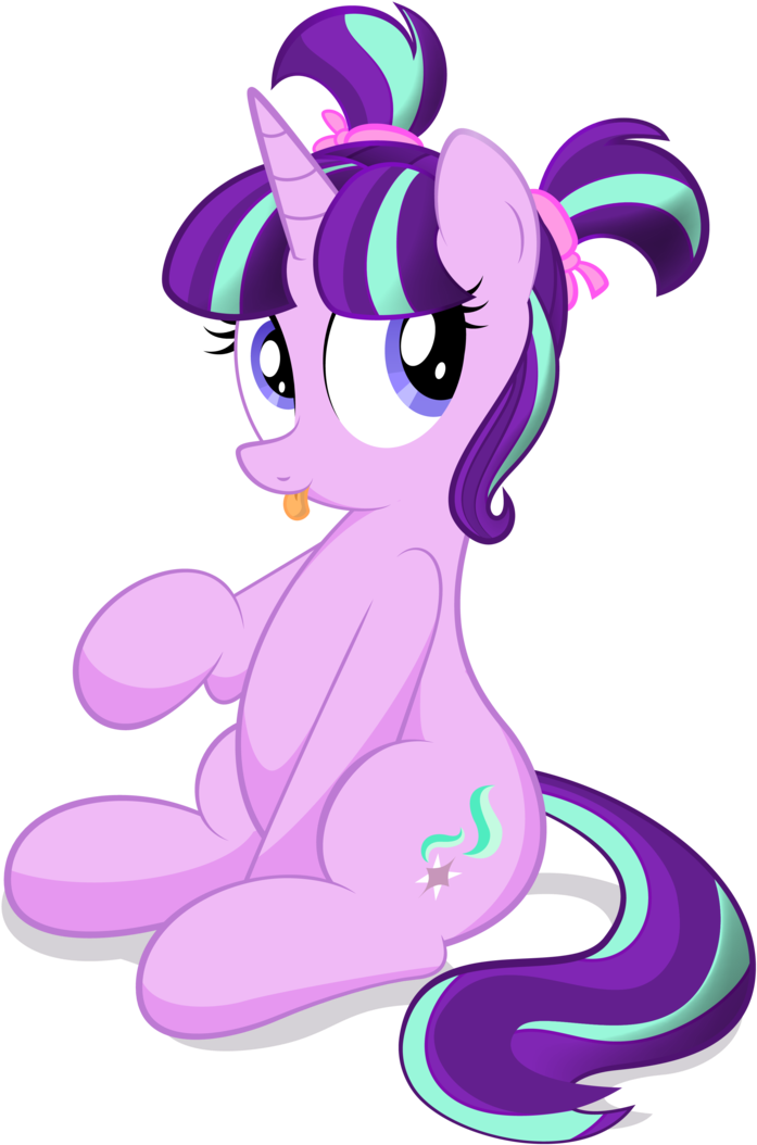 Pony Derpy Hooves Fluttershy Sunset Shimmer Pink Purple - Starlight Glimmer Pigtails (735x1087)