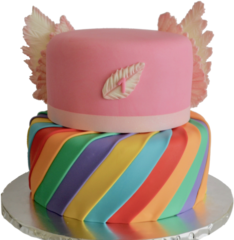 2 Tier Rainbow Unicorn Cake With Wings By Sugar Street - Sugar Street Boutique (600x528)
