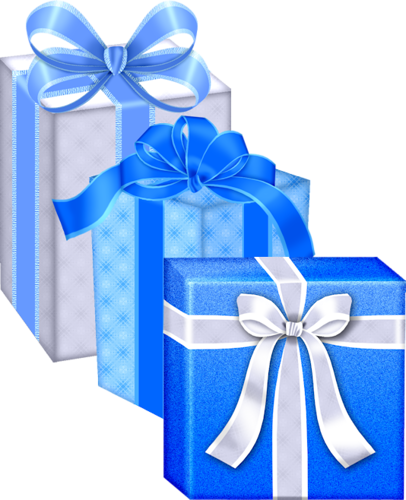 Blue Birthday Present Clip Art - Christmas Blue Gifts Png (406x500)