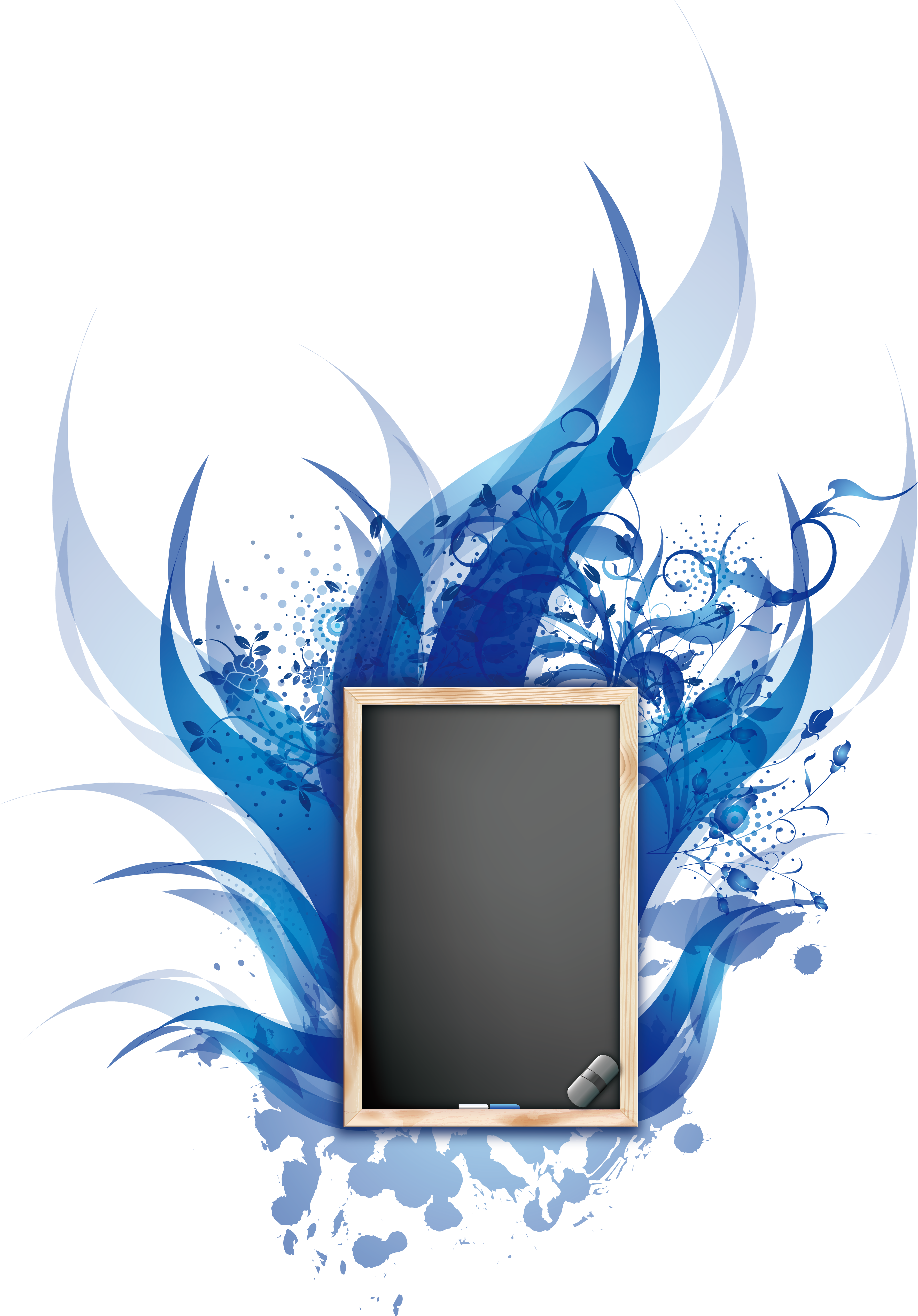 Blackboard Download Euclidean Vector Clip Art - Blue Flowers Shower Curtain (3554x5094)