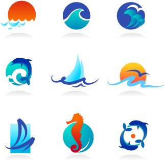 Vector Logo Cartoon Waves Logo Template - Marine Logos Free Download (400x400)