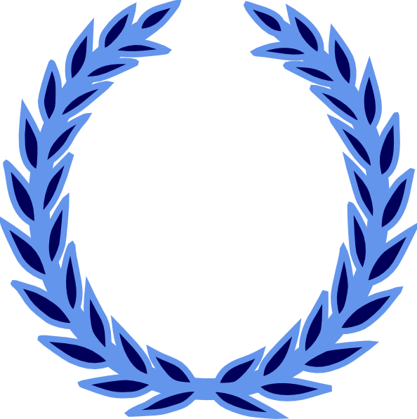 Blue Wreath Svg Clip Arts 594 X 597 Px - Blue Laurel Wreath Vector (594x597)