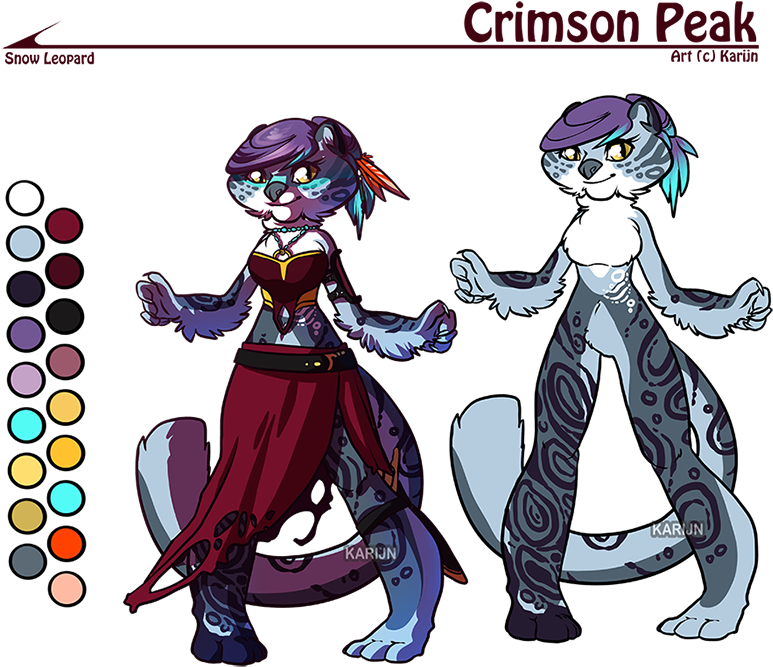 Snow Leopard Refsheet Adoptable - Cartoon (813x700)