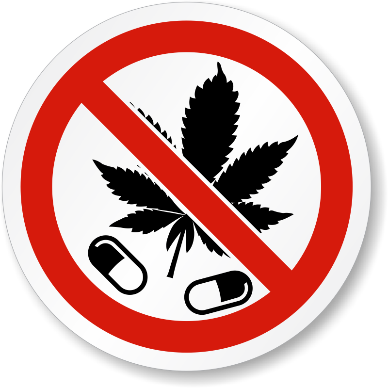 No Drugs Allowed Marijuana Leaf Iso Symbol Label - Gloucester Road Tube Station (800x800)