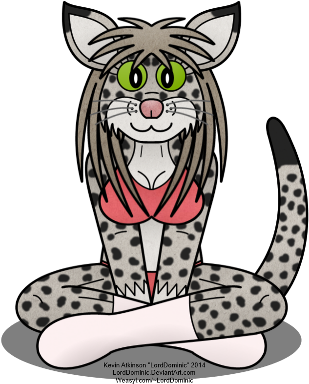 Snow Leopard Girl - Cartoon (700x900)