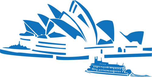 Vector Illustration Of Sydney Opera House - Sydney Opera House Cartoon (500x253)