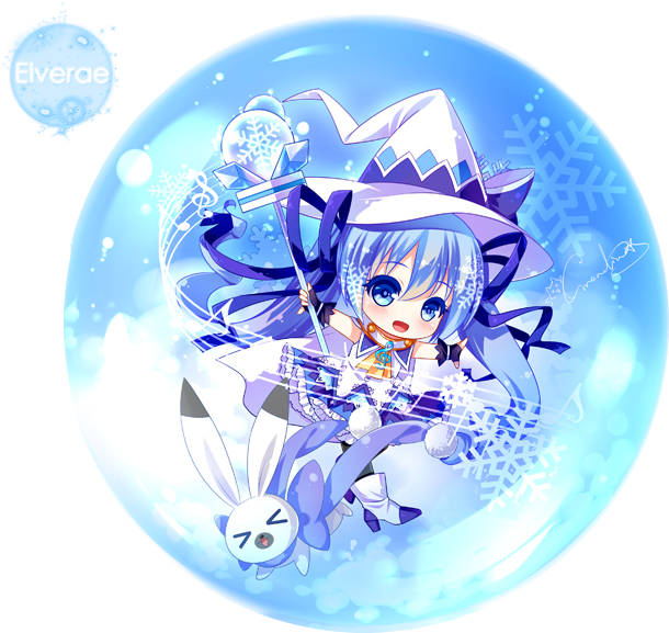 Hatsune Miku Snow Render By Elverae - Hatsune Miku (643x584)