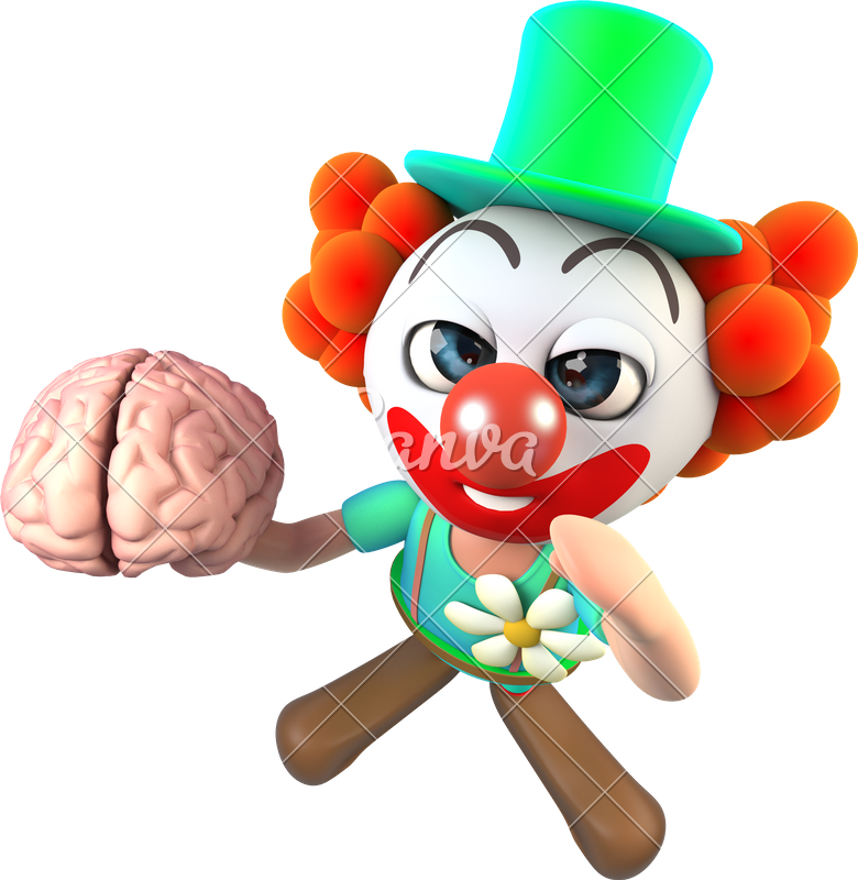 3d Funny Cartoon Crazy Clown Character Holding A Human - Cartoon (780x800)