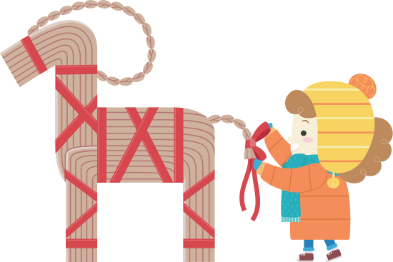 Kid Girl Decorate Yule Goat Illustration - Christmas Day (550x367)