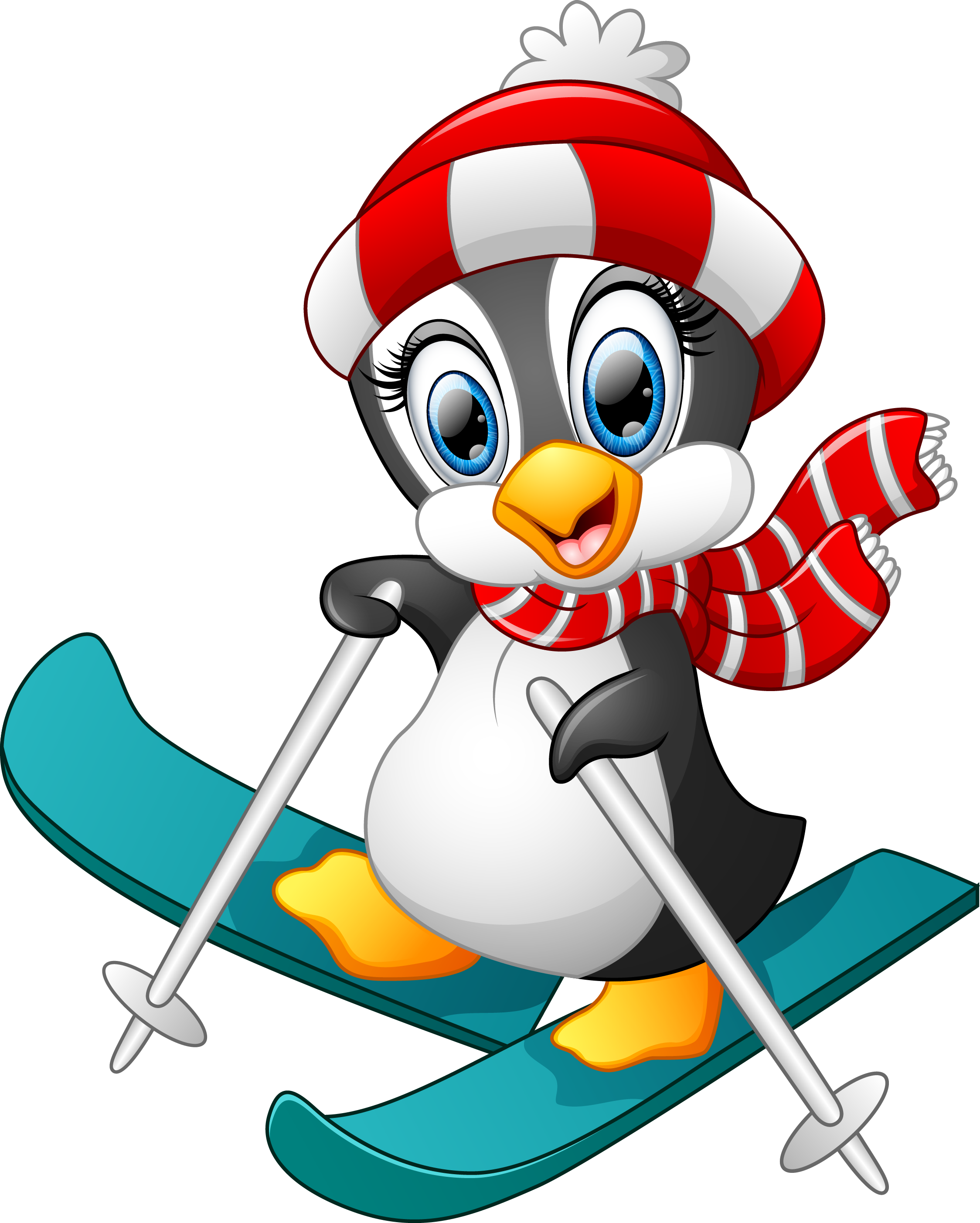 Penguin Cartoon Skiing Illustration - Penguin Cartoon Skiing Illustration (2248x2805)