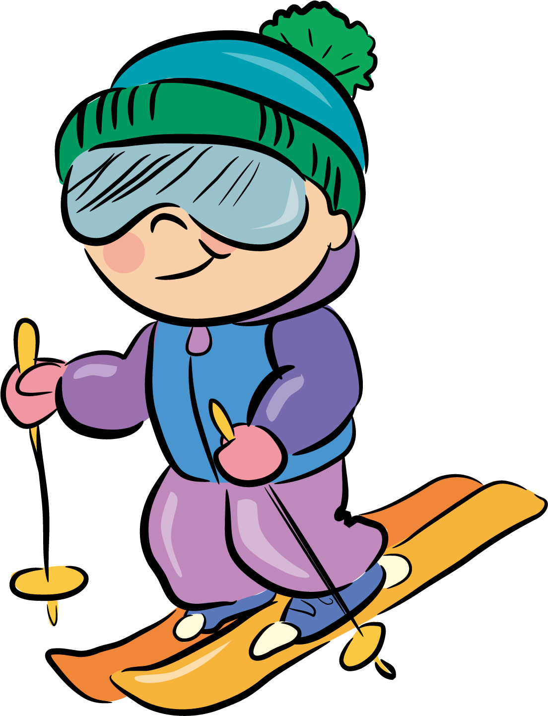 Cartoon Skiing - Skiing Girl - 滑雪 卡通 (1500x1501)