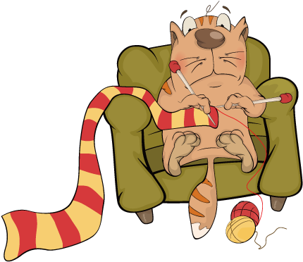 Cat Kitten Knitting Illustration - Cat Kitten Knitting Illustration (567x567)