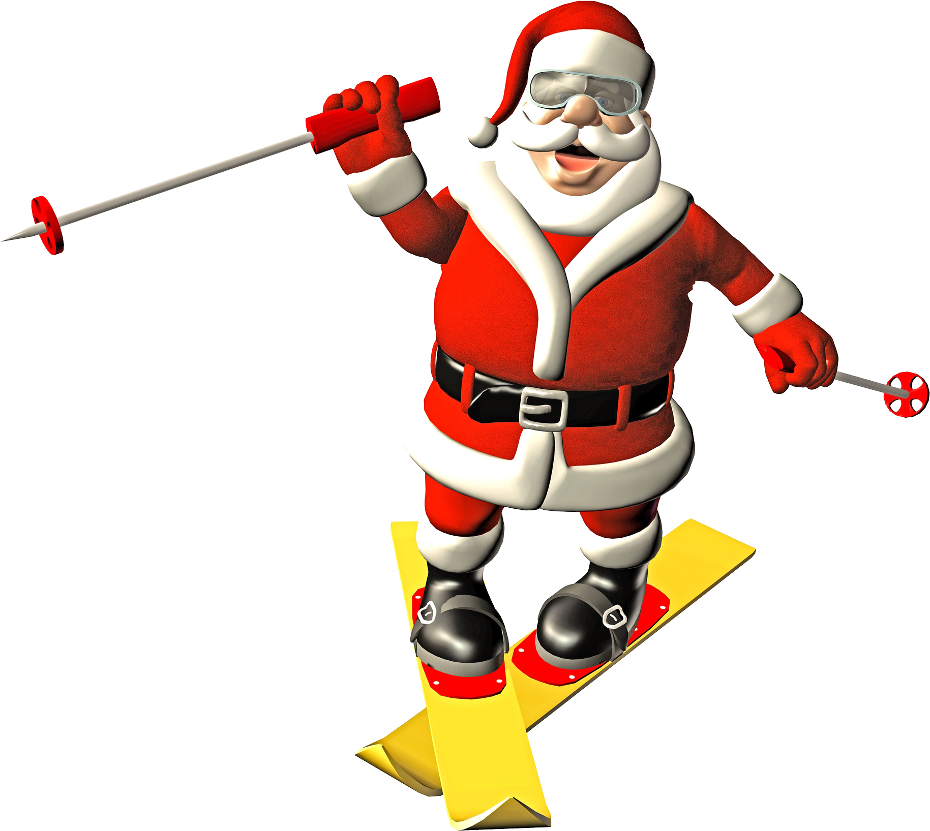 Santa Claus Skiing Illustration - Santa Claus Skiing Illustration (1851x1889)