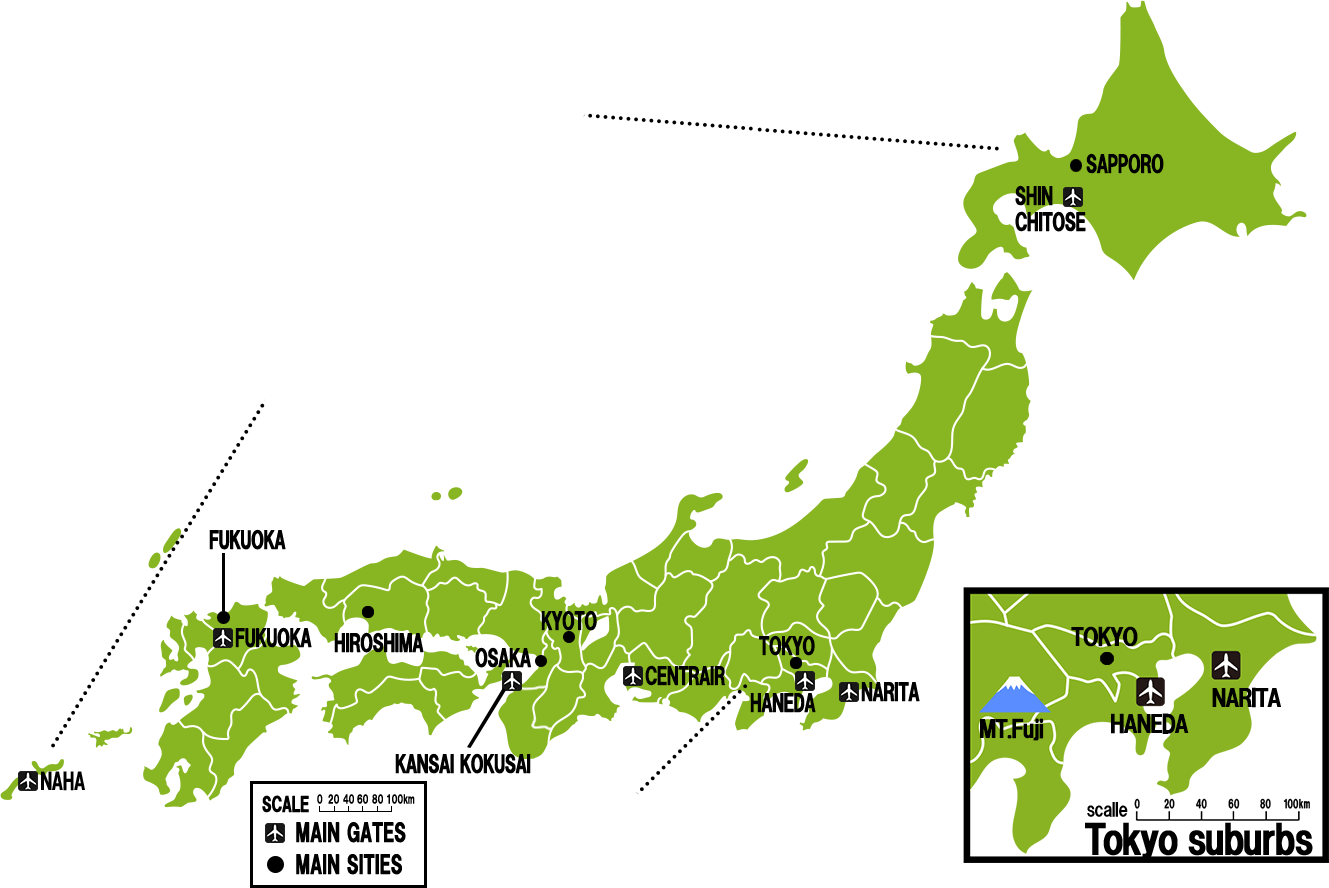 Japan Map - Japan Golf Courses Map (1329x888)
