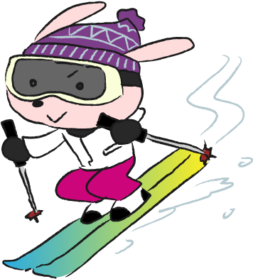 スキーを楽しむウサギ - Skier Stops (500x500)