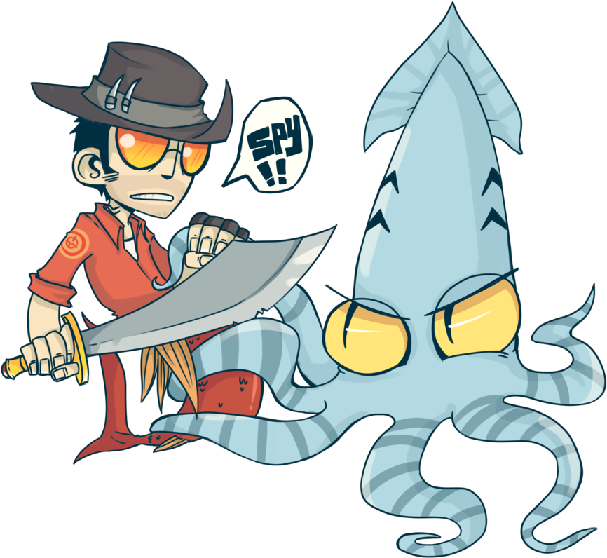 Tf2 Sniper And Squid By Jackasmile - Drawing (900x866)
