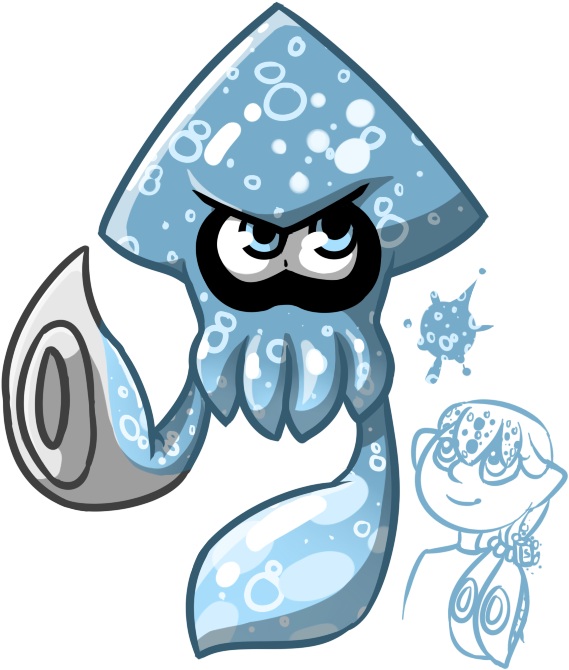 Splatoon Bubbles Squid - Splatoon Light Blue Squid (600x680)